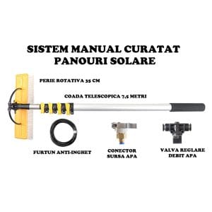 Sistem manual cu perie pentru curatat panouri fotovoltaice si geamuri la inaltime, BRENET, cu coada telescopica de 7.5m, latime 35 cm - imagine 6